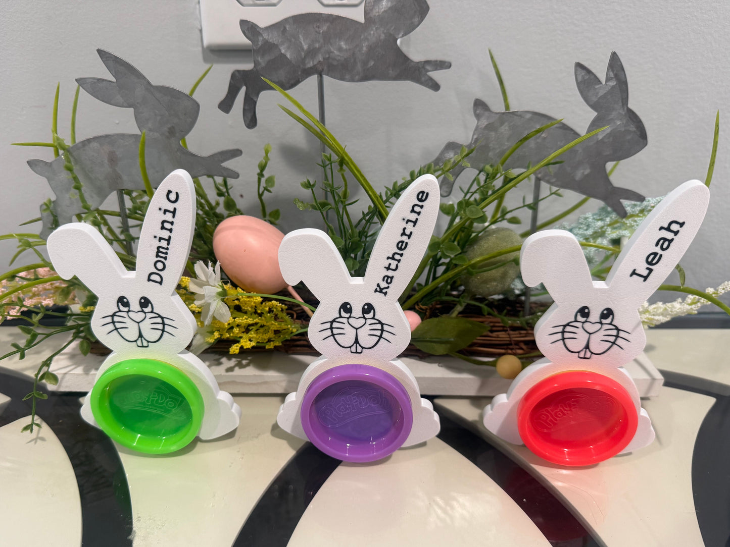 Personalized Bunny Playdoh Holder