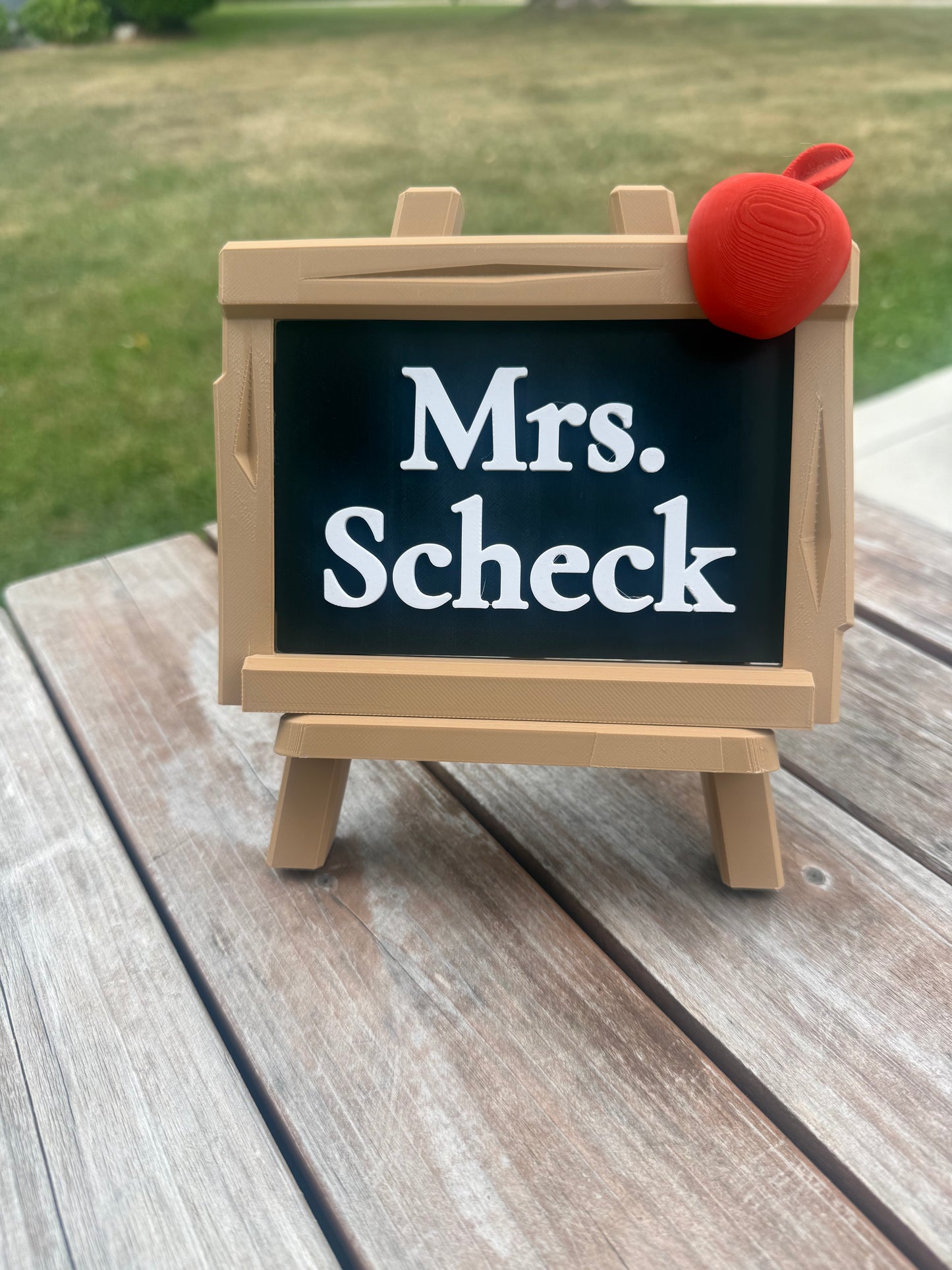 Personalized Teacher Chalkboard Sign with Apple