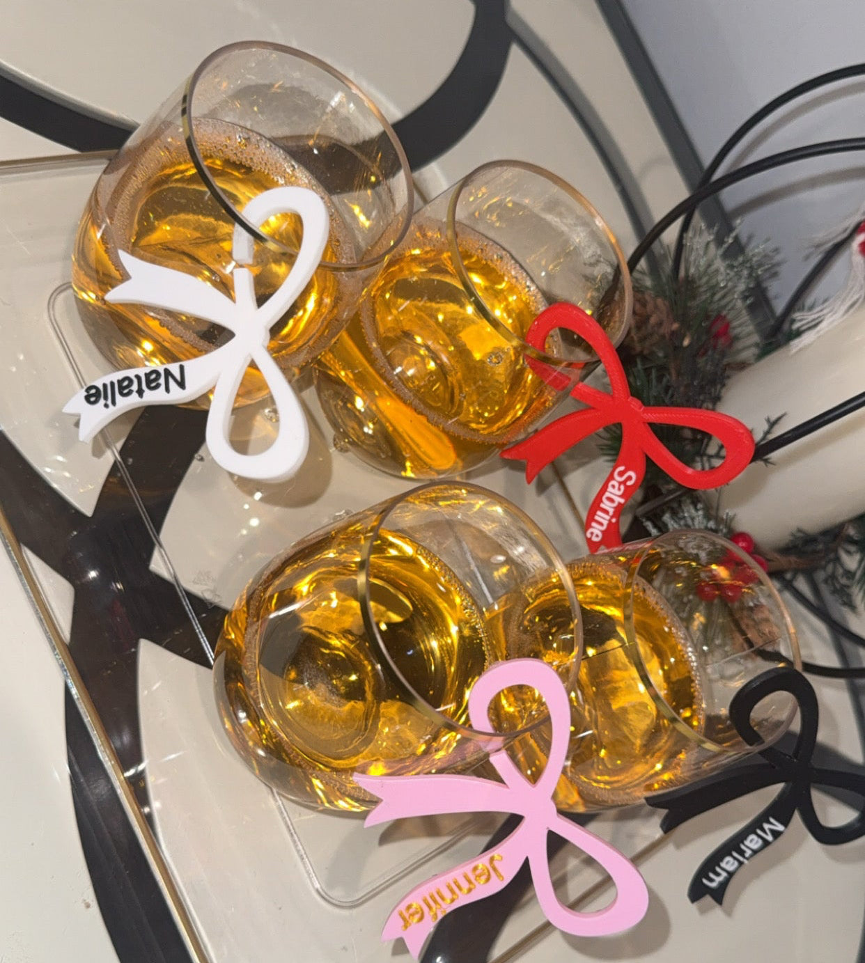 Personalized Bow Drink Tag