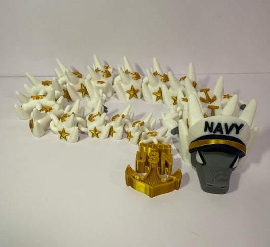 Navy Dragon - White