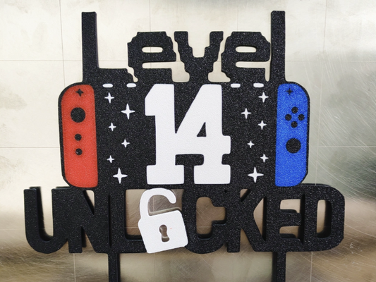 Level 14 Unlocked Cake Topper